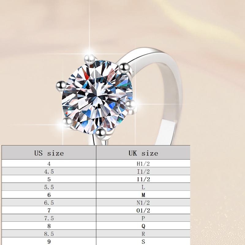 S925 Sterling Silver Six-Claw Ring Synthetic Moissanite Ring-342(35%)