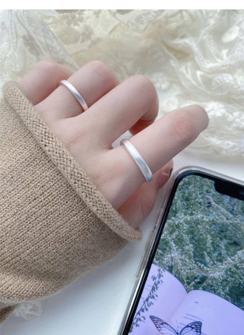 S925 Sterling Silver Vintage Matte Frosted Plain Band Couple Rings Wedding ring- 477(45%)