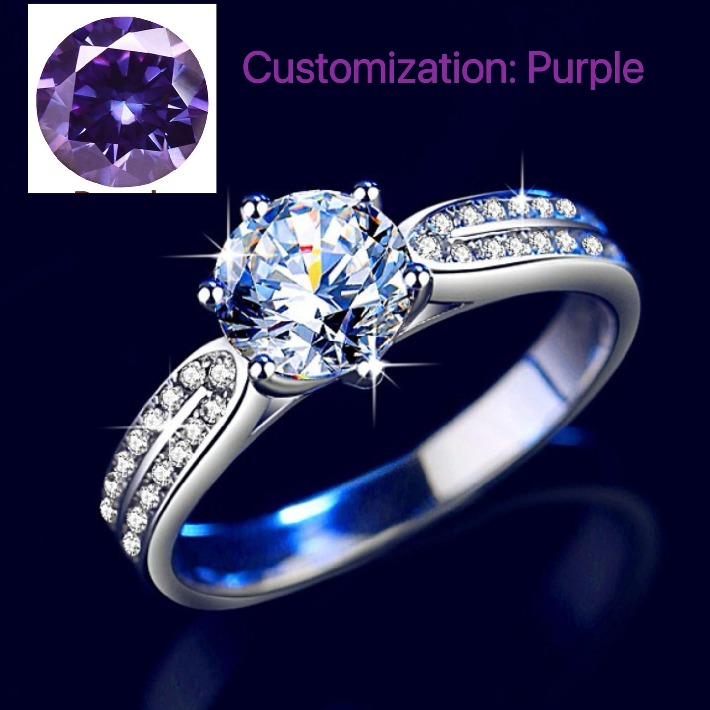 NO.115 S925 Sterling Silver Star Queen Ring Synthetic Moissanite Ring fashion jewelry accessory woman girl promise ring Springtok