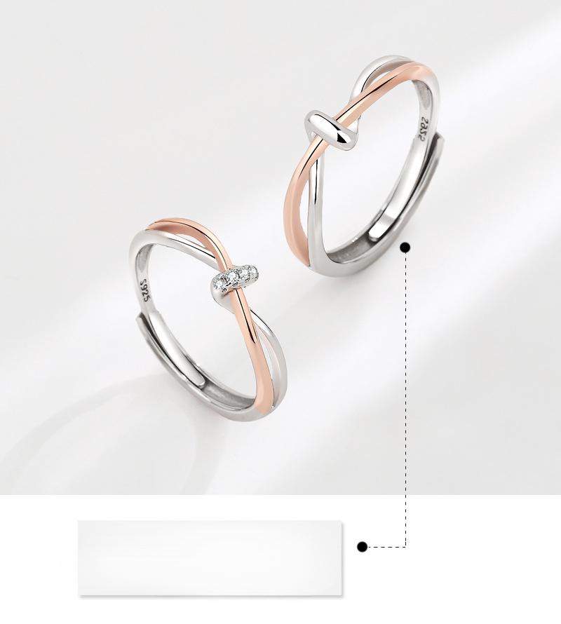 S925 Sterling Silver Twin Knot Couple Ring Open Ring-556 weddingring(45%)