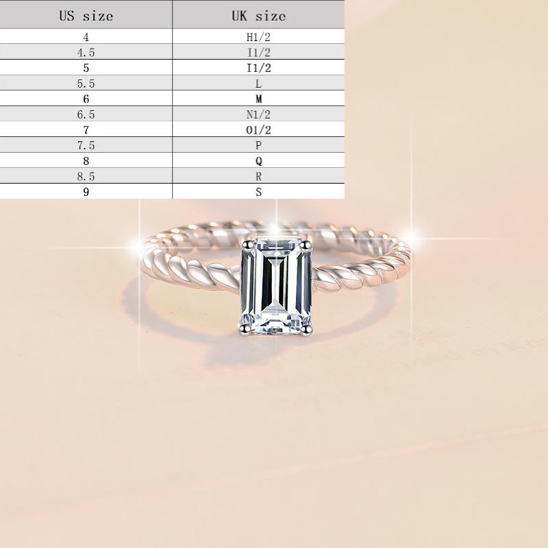 S925 Sterling Silver Vine Grandma cut Ring Synthetic Moissanite Ring 1Carat 5*7mm-241(35%)