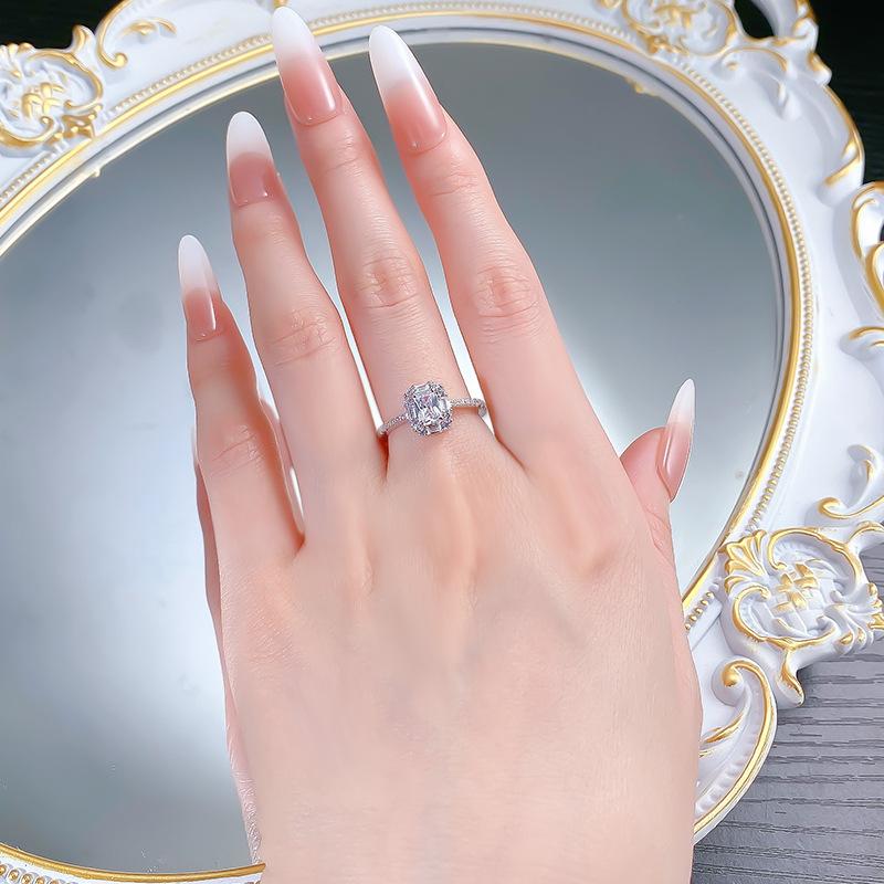 S925 Sterling Silver Rectangular 6A Cubic Zirconia Ring-429(25%)