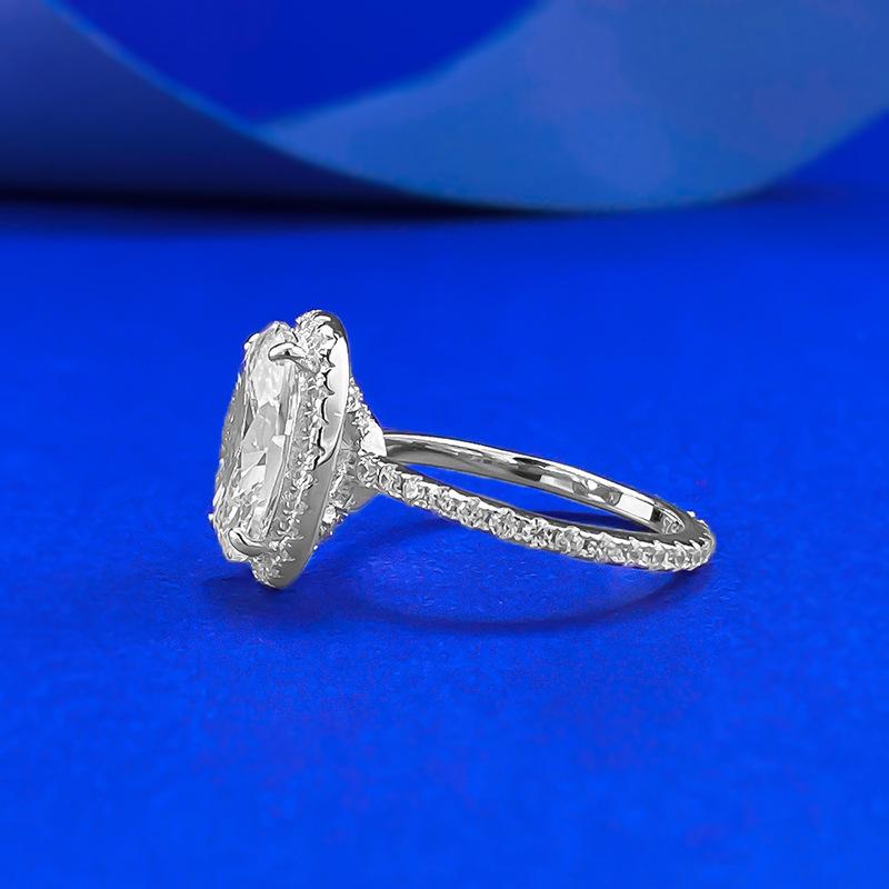 S925 sterling silver oval cut full pigeon egg Ring 8*12mm 8A cubic zirconia ring-184(35%)