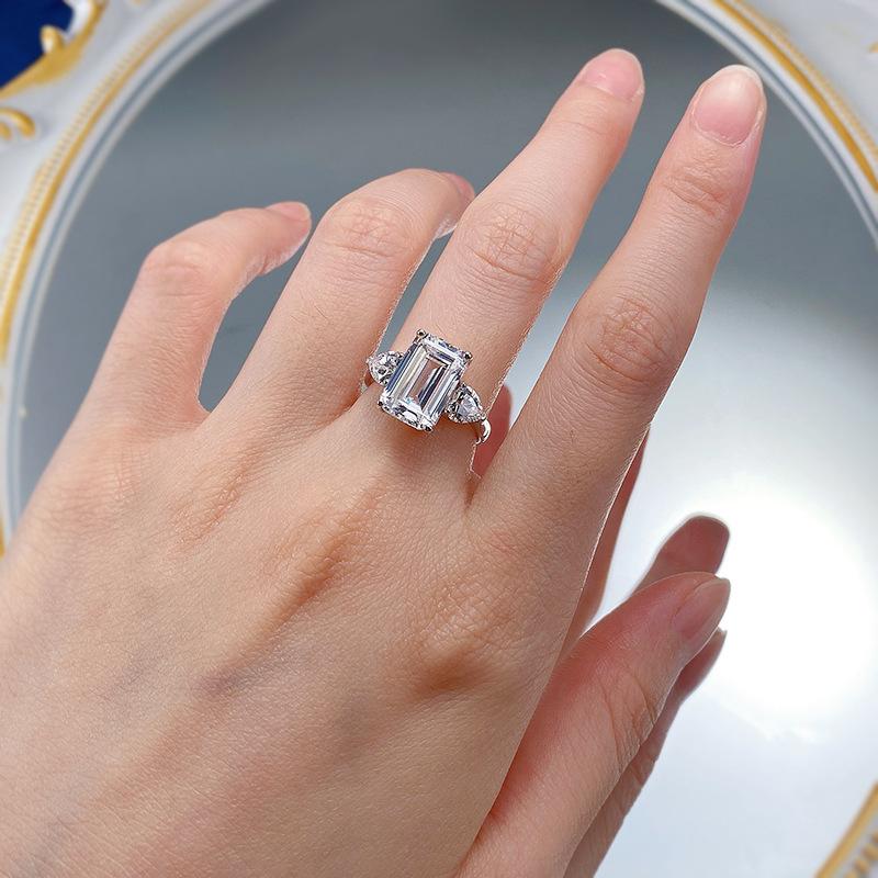 S925 Sterling Silver Grandma Cut Rock Sugar Ring 12*8mm 8A Cubic Zirconia Ring 5Carat-233(35%)