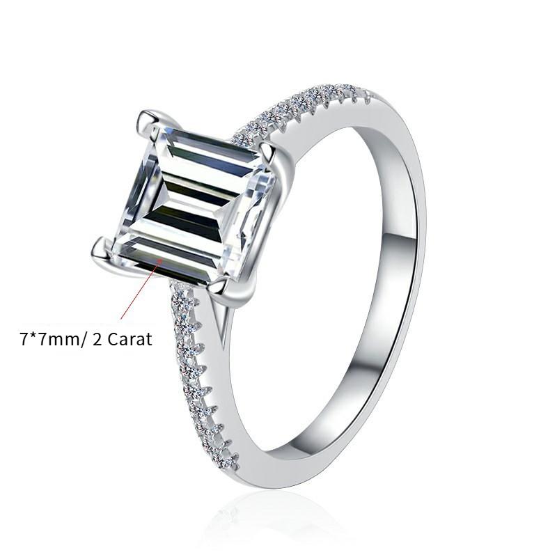 NO.135 S925 Sterling Silver Princess Ring Synthetic Moissanite Ring fashion jewelry accessory woman girl promise ring Springtok
