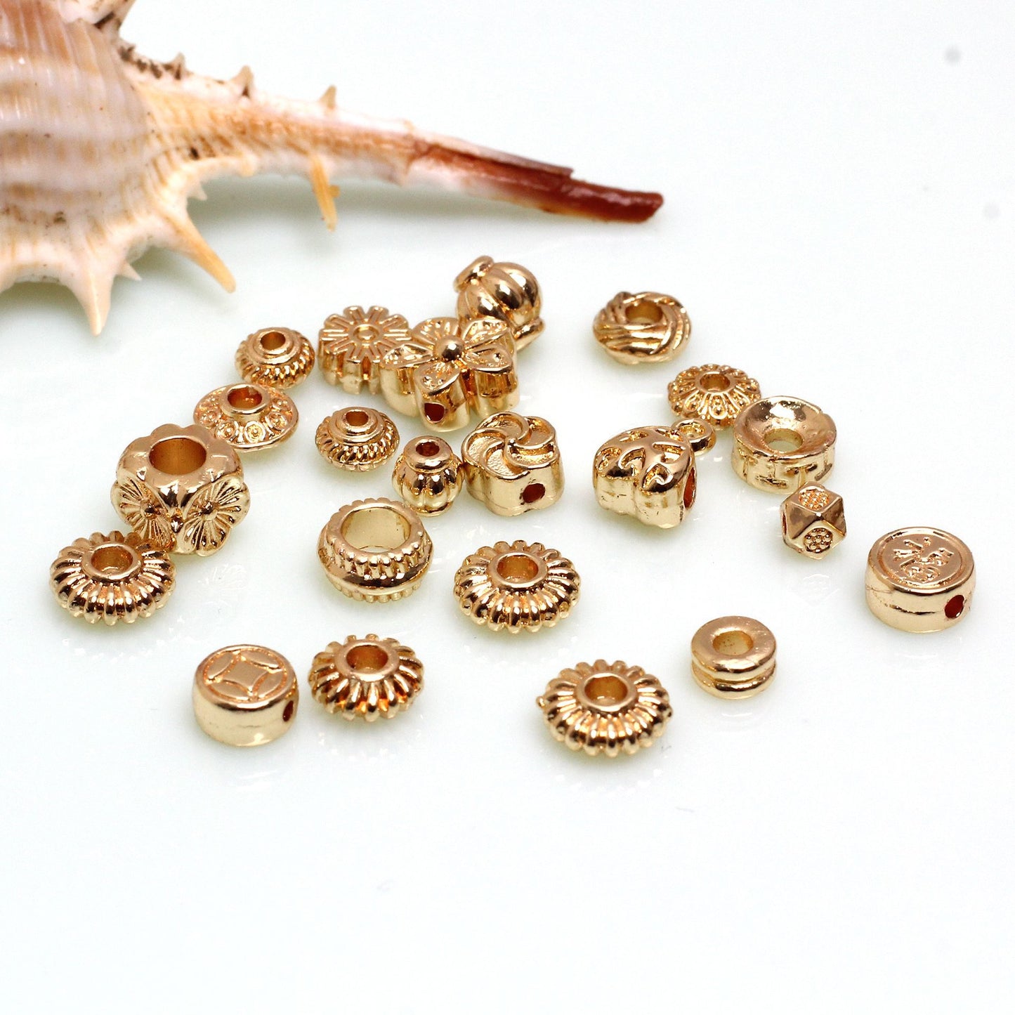 Round Receptacle Alloy Septum Beads For Jewelry DIY，100 pcs, Covered by 14/18K Real Gold Or Silver