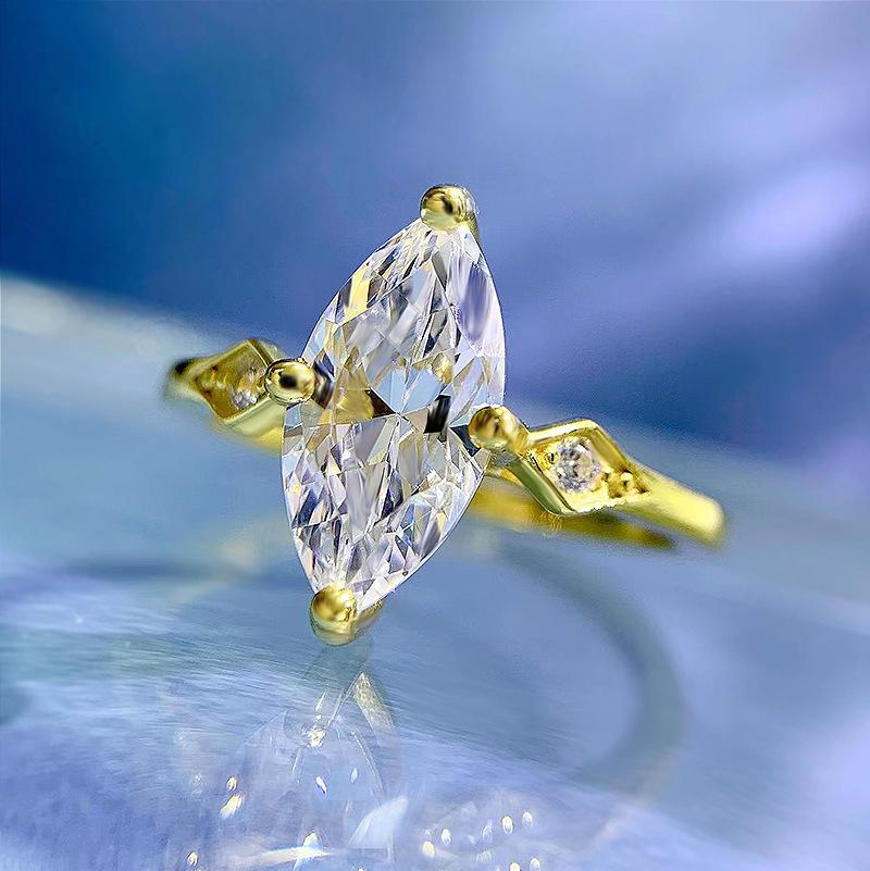 S925 Sterling Silver Marquise Horse Eye 6*12mm  6A Cubic Zirconia Ring-149(45%)