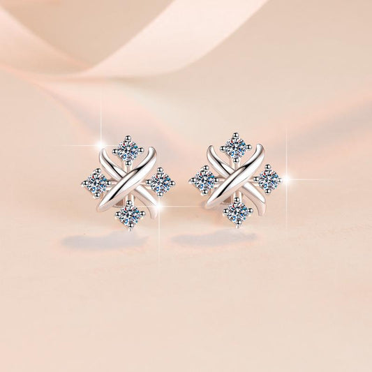 NO13. 925 Sterling Silver Little Windmill Earrings Synthetic Moissanite Earrings