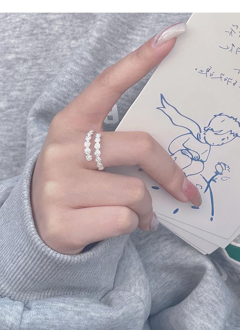 S925 Sterling Silver Rose Flower Ring Open Finger Ring For Women -528(45%)