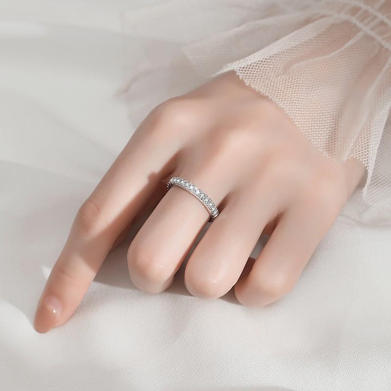 S925 Sterling Silver Full Band Ring Inlay Synthetic Moissanite fashion jewelry accessory woman girl promise ring-215(35%)