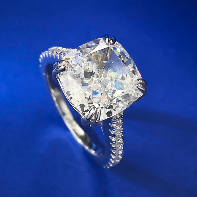 S925 Sterling Silver Ice Flower Cut Square Ring 10*10mm 8A Cubic Zirconia Ring fashion jewelry accessory woman girl promise ring-380(35%)