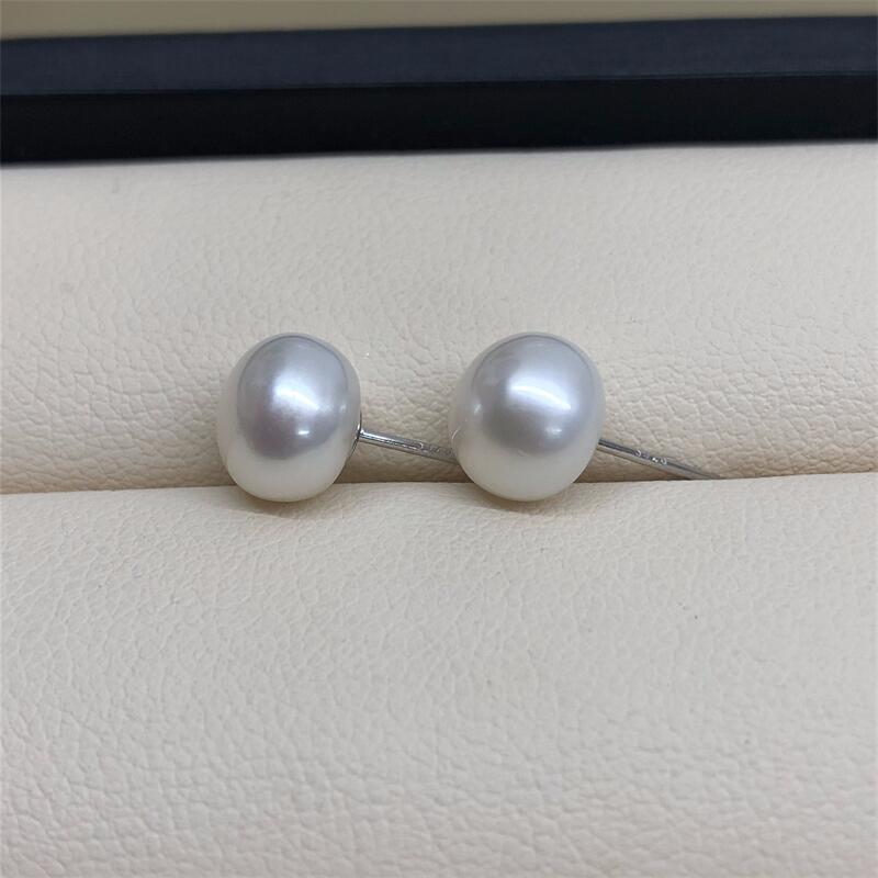 44. Nature Pearl S925 Silver Earrings /High light Slightly blemished natural freshwater pearl freshwater pearl real pearl natural pearls