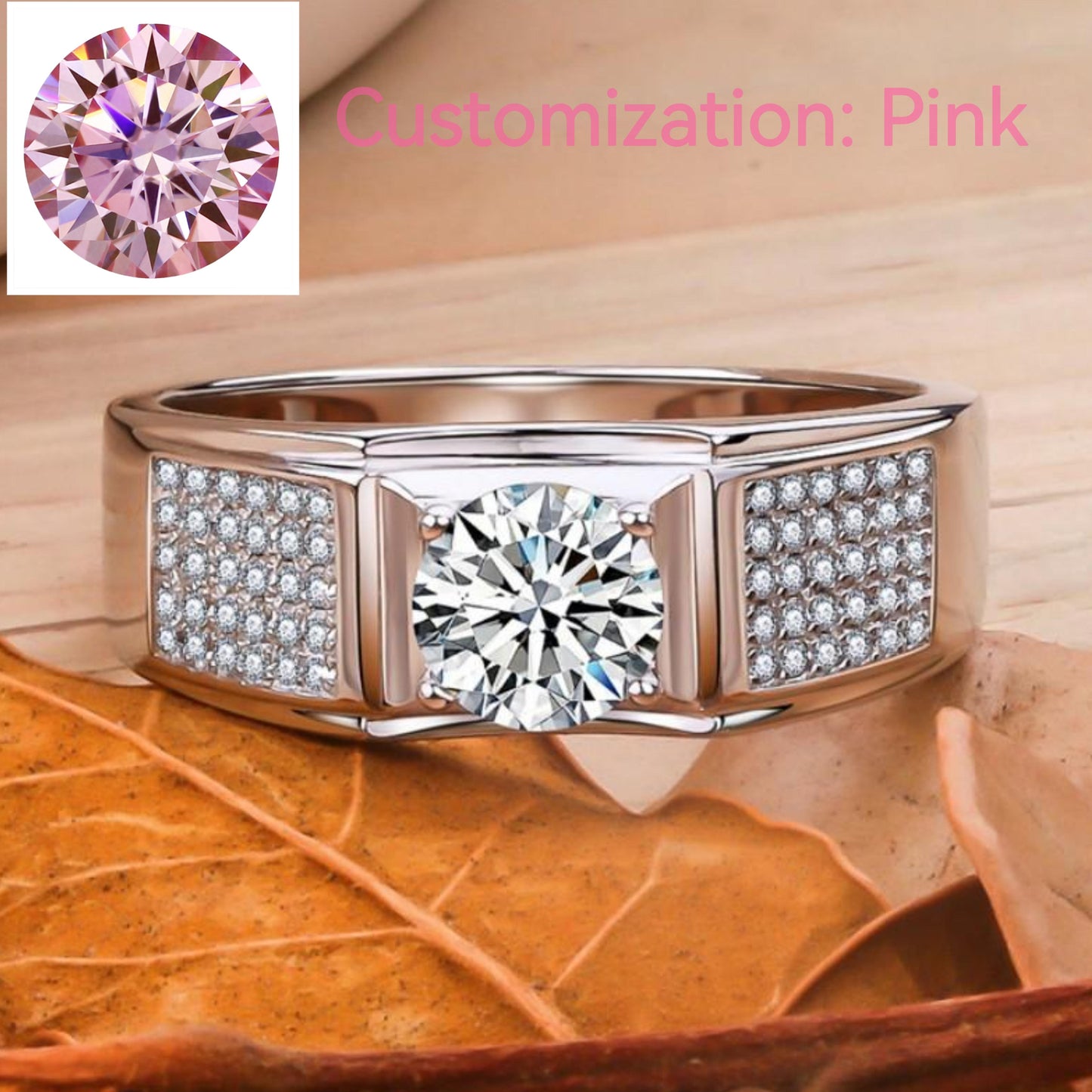 NO.158 Synthetic Moissanite Sterling Silver Little Starry Ring Couple Ring fashion jewelry accessory promise ring Springtok Men's Ring