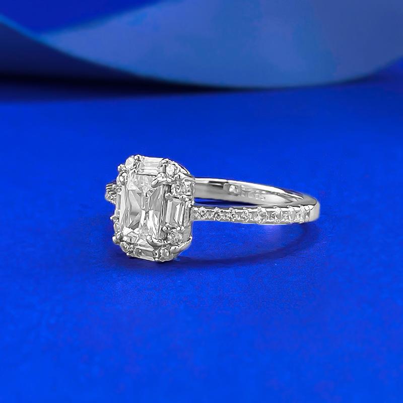 S925 Sterling Silver Rectangular 6A Cubic Zirconia Ring-429(25%)