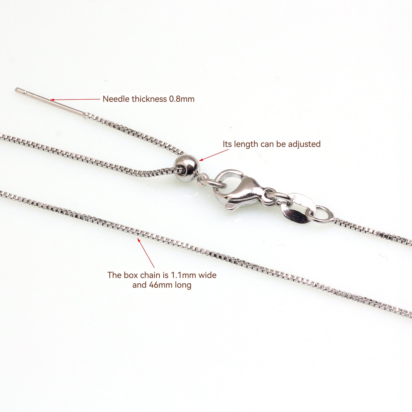 Adjustable Length Box Chain For Jewelry DIY，Covered By 14/18K Real Gold Or Silver