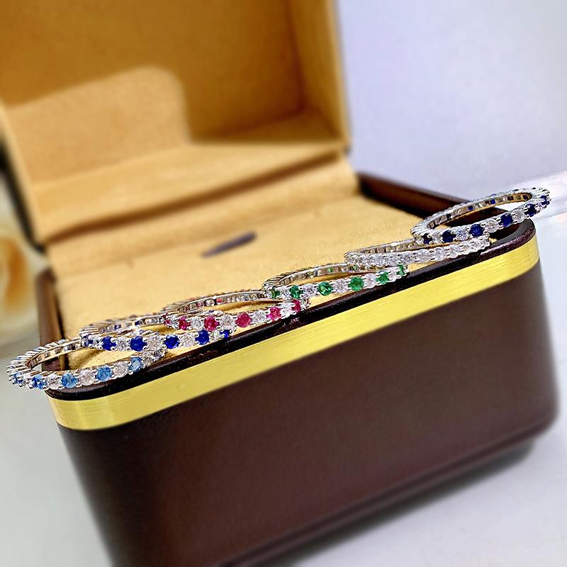 S925 Sterling Silver Color Fine Row Band Ring 6A Cubic Zirconia Ring fashion jewelry accessory woman girl promise ring-129(35%)