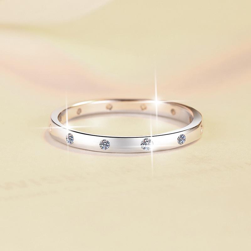 S925 Sterling Silver Full Band Ring Synthetic Moissanite Ring -568(35%)