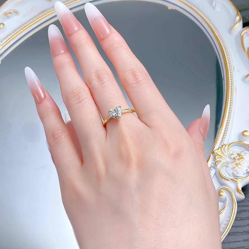 S925 Sterling Silver Heart-shaped Ring 7*7mm 6A Cubic Zirconia Ring-572(35%)