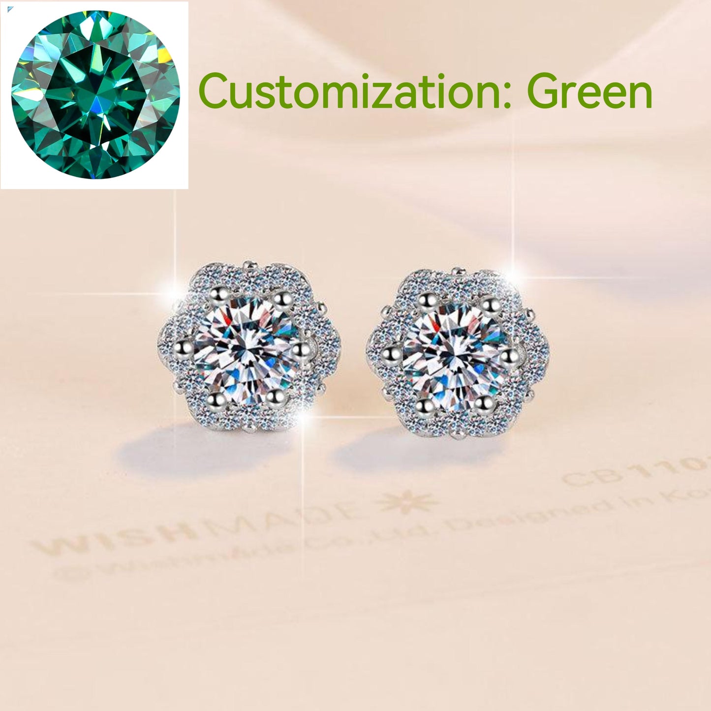 41. S925 Sterling Silver Little Flower Ear Stud Plum Blossom Synthetic Moissanite Earrings