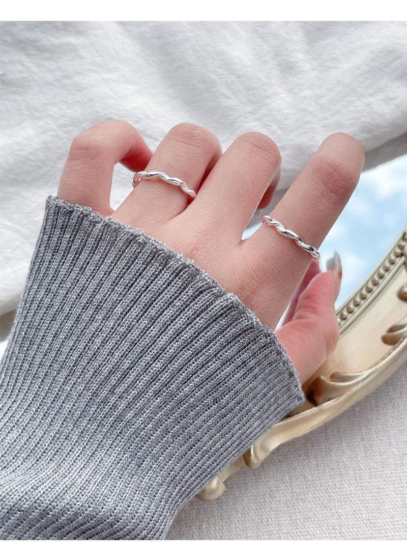 S925 Sterling Silver Simple Braided Twist Ring for Women Open Rings-545(45%)