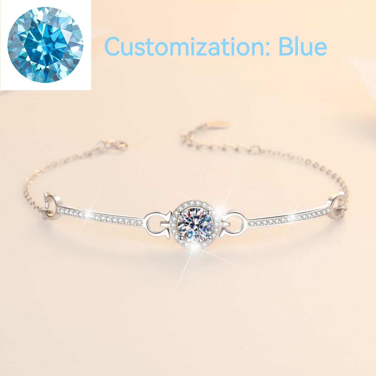 S925 Sterling Silver Mobius Bracelet Synthetic Moissanite Bracelet-311(35%)