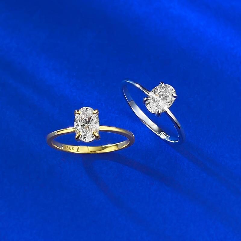 S925 Sterling Silver Oval Cut Ring 5*7mm 6A Cubic Zirconia Ring-573(35%)