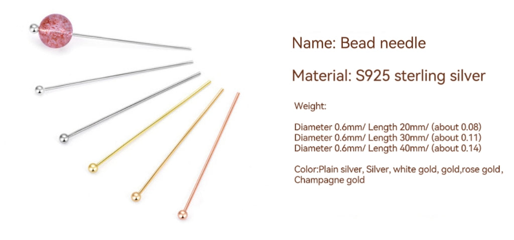 S925 Sterling Silver 9-shape Needle/T-shape Needle/Bead needle, Used For DIY Jewelry,10 pcs