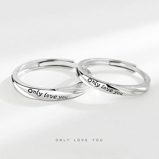 S925 Sterling Silver casual English Letter Couple Ring-557 jewellery  with  meaning(45%)