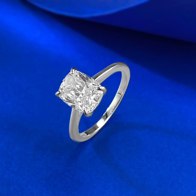 S925 Sterling Silver Cushion Shape Fat Square Ring 7*9mm 8A Cubic Zirconia Ring-574(35%)