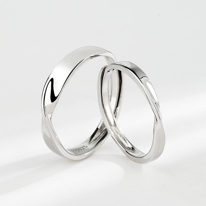 S925 Sterling Silver Mobius Ring Plain Band Couple Rings - 486 weddingring(45%)
