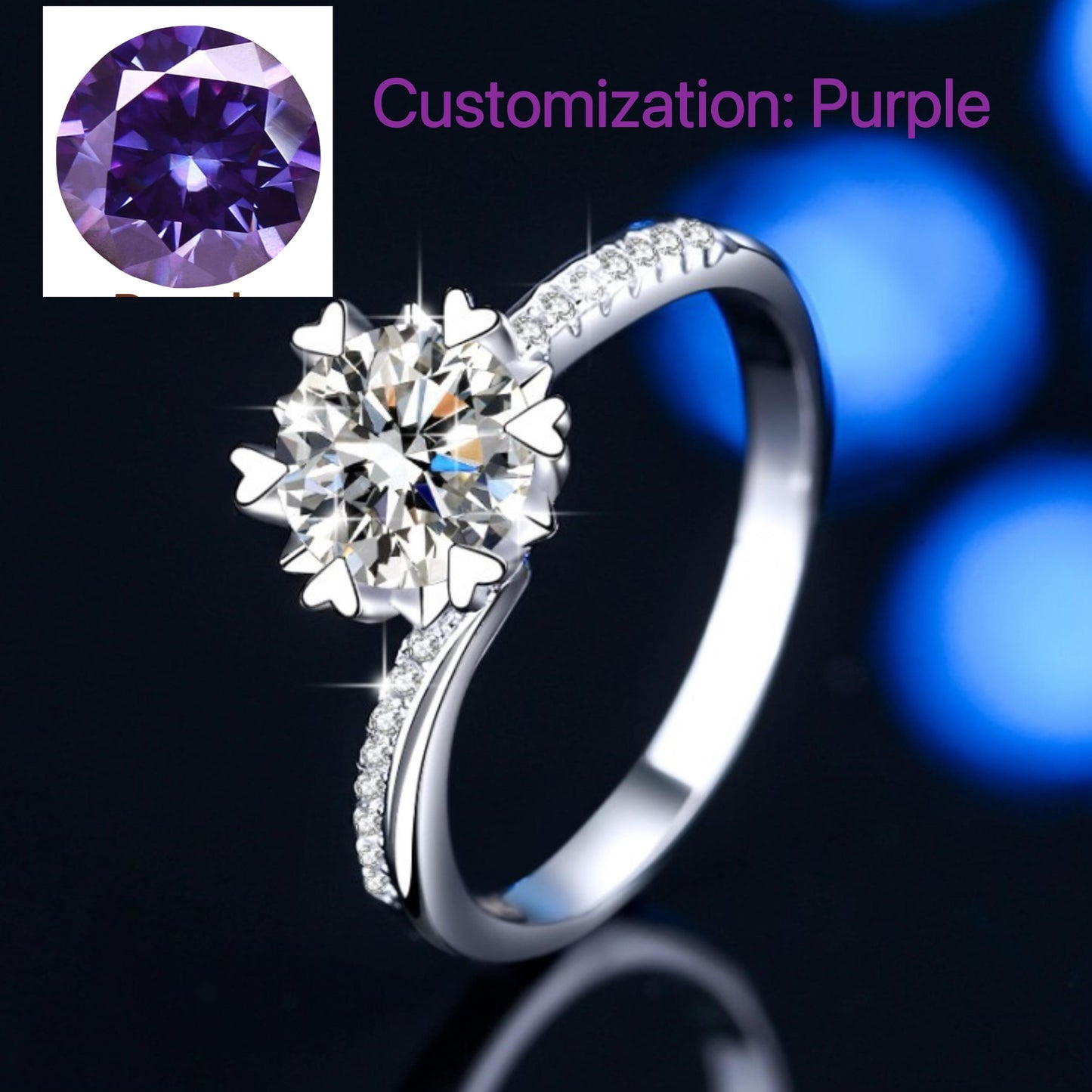 NO.109 S925 Sterling Silver Swing Arm Snowflake Ring/2 Carat/ Synthetic Moissanite Ring fashion jewelry accessory woman girl promise ring Springtok