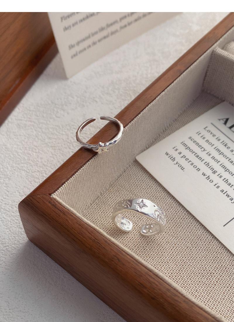 S925 Sterling Silver Irregular Texture Finger Ring for Women - 491(45%)