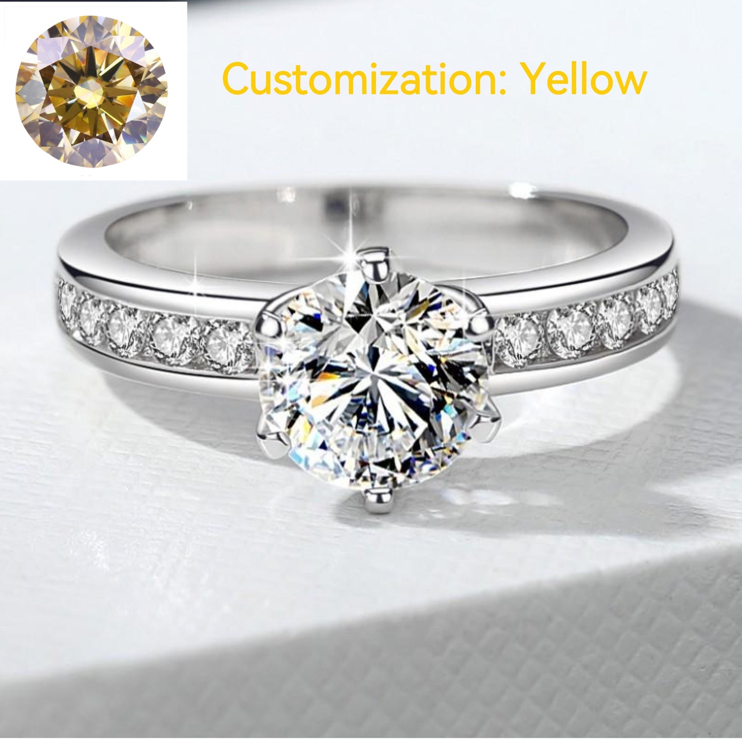 NO.108 S925 Sterling Silver Ring Six-Claw Crown  Synthetic Moissanite fashion jewelry accessory woman girl promise ring Springtok