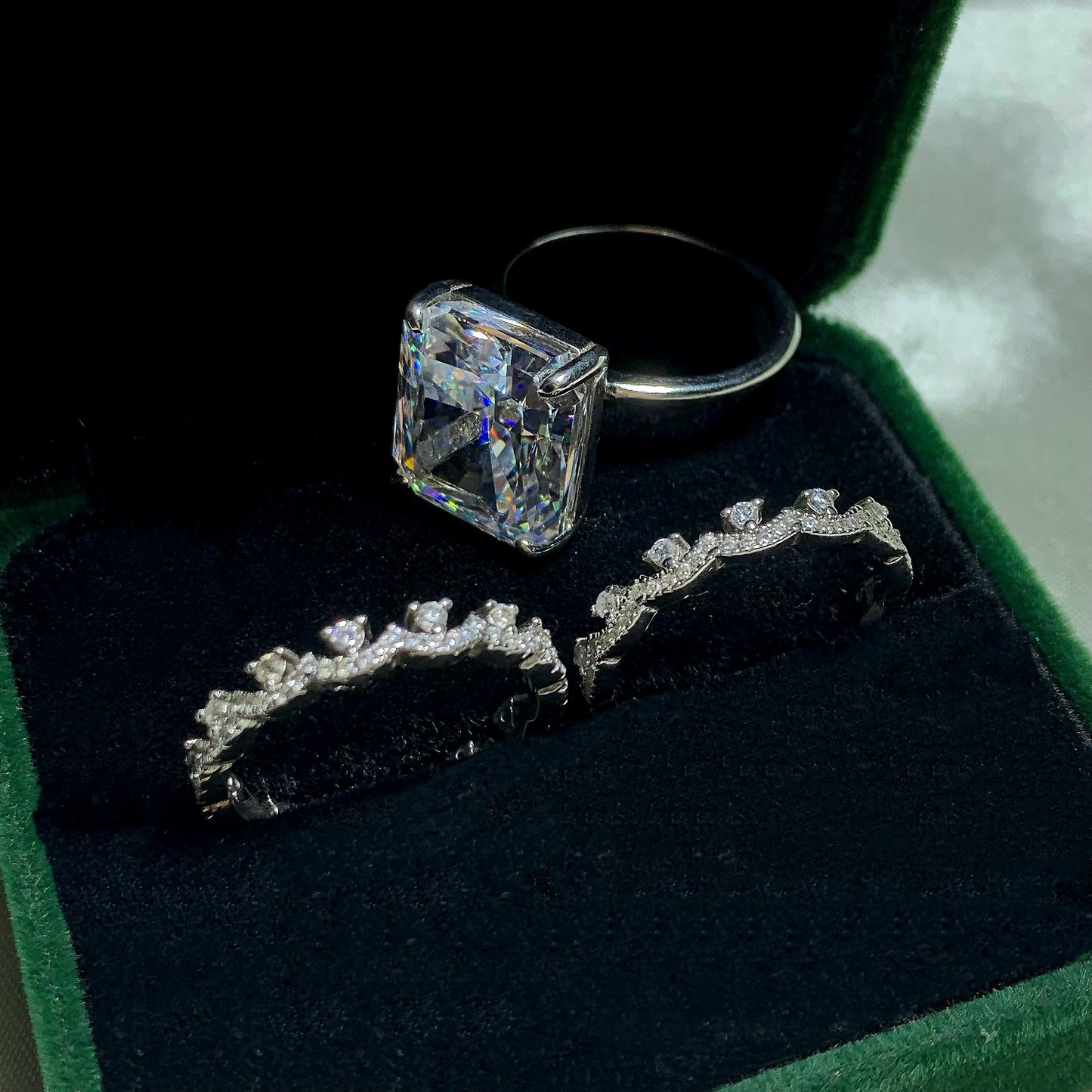 S925 Sterling Silver Ice Flower Cut Square Ring 12*14mm 8A Cubic Zirconia Ring fashion jewelry accessory woman girl promise ring-219(35%)