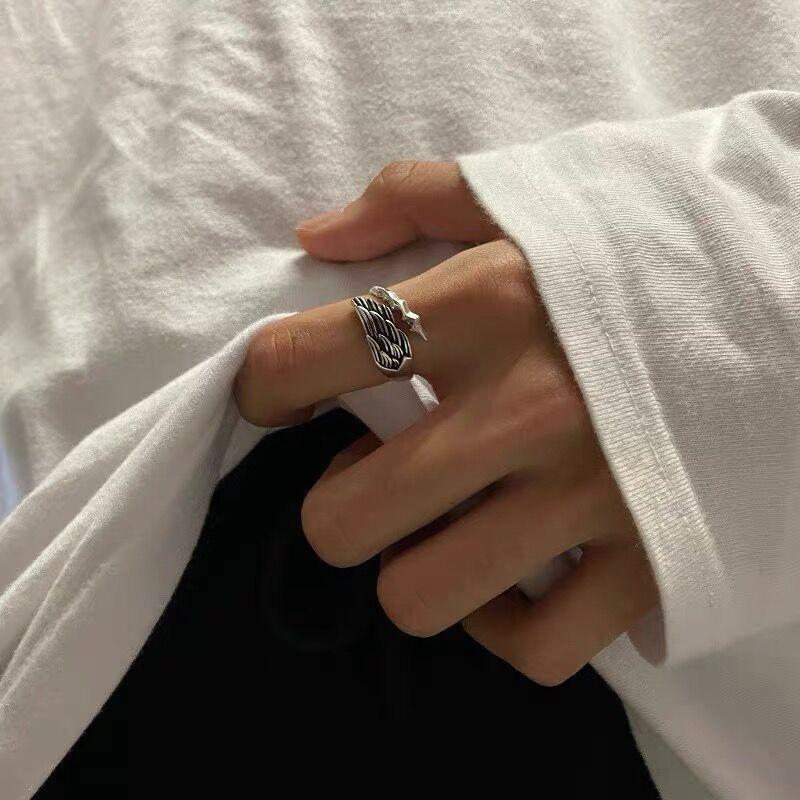 S925 Sterling Silver Vintage Angel and Demon Open Ring - 627(45%)