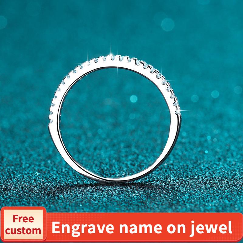 S925 Sterling Silver One-Line Band Ring Synthetic Moissanite fashion jewelry accessory woman girl promise ring-209(35%)