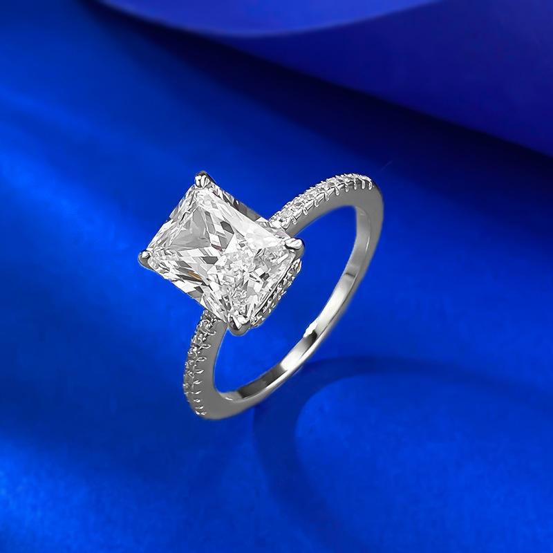 S925 Sterling Silver Rectangular 7*9mm 6A Cubic Zirconia Ring-443(25%)