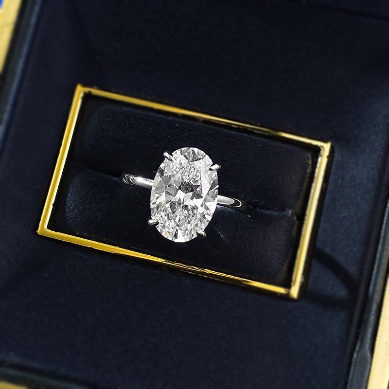 S925 Sterling Silver Radiant Cut Oval Ring 9 * 13mm 6A Cubic Zirconia Ring-266(35%)