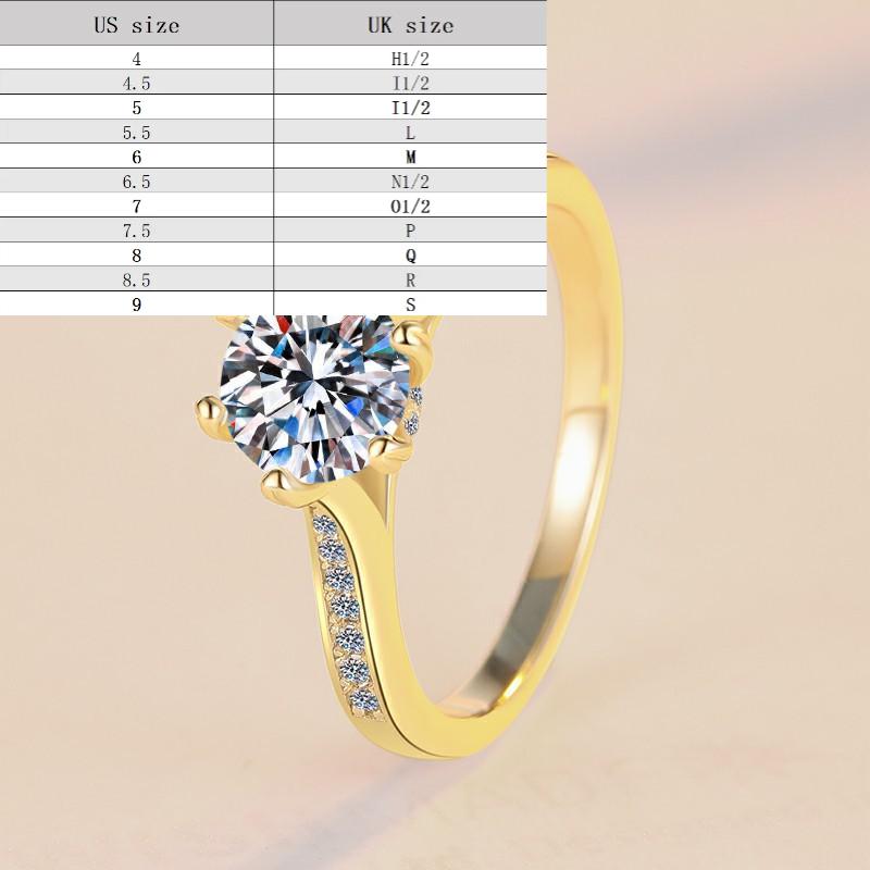 S925 Sterling SilverSix-claw Golden  Ring Synthetic Moissanite Ring 1Carat-182(35%)