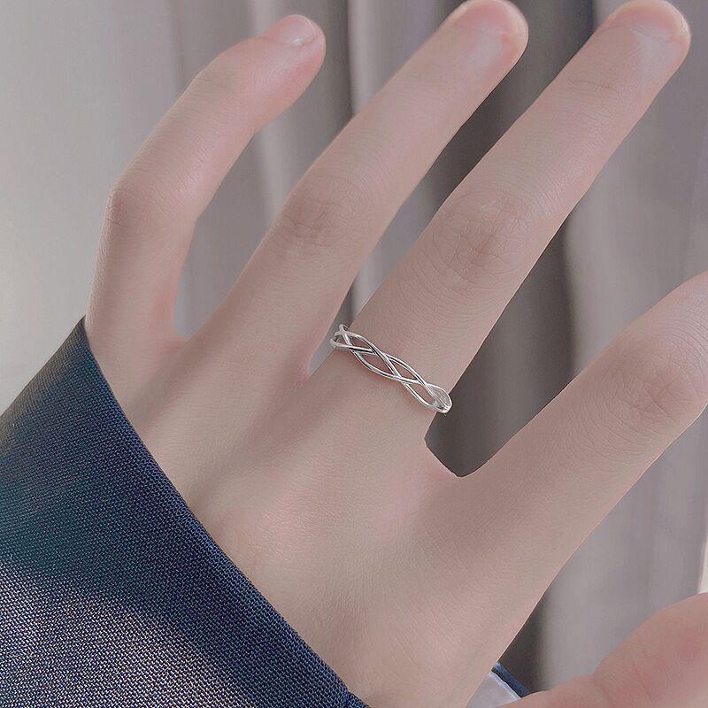S925 Sterling Silver Plain Circle Geometric Line Winding Ring Female-538(45%)