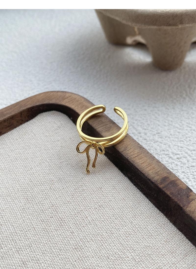S925 Sterling Silver Simple Bowknot Ring for Women Open Ring -510(45%)