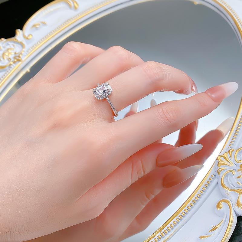 S925 Sterling Silver Rectangular 6A Cubic Zirconia Ring-429(25%)