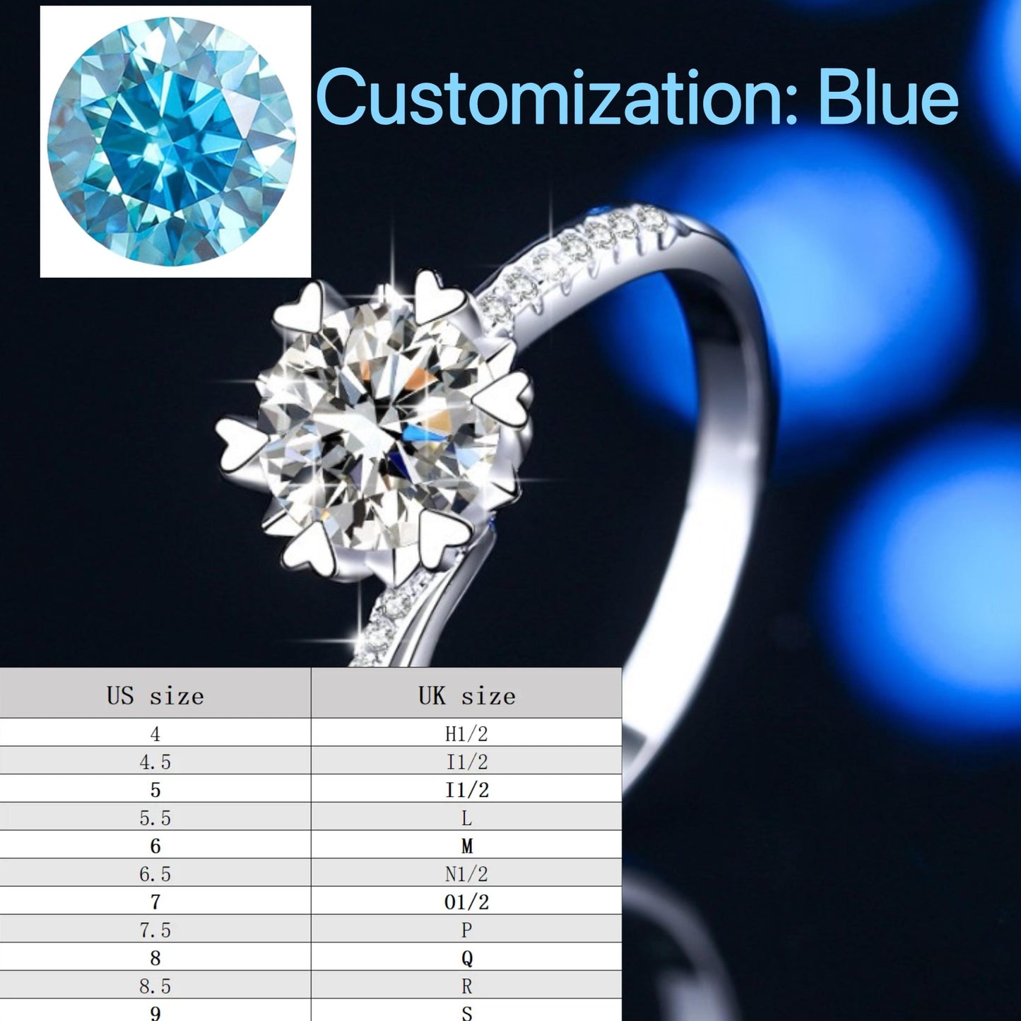 S925 Sterling Silver Swing Arm Snowflake Ring/2 Carat/ Synthetic Moissanite Ring fashion jewelry accessory woman girl promise ring-194(35%)