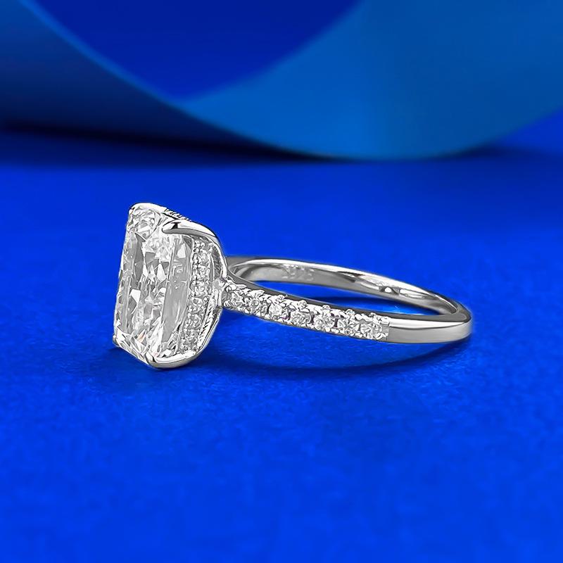 S925 Sterling Silver Rectangular 7*10mm 6A Cubic Zirconia Ring-437 custom  engagement  ring(25%)