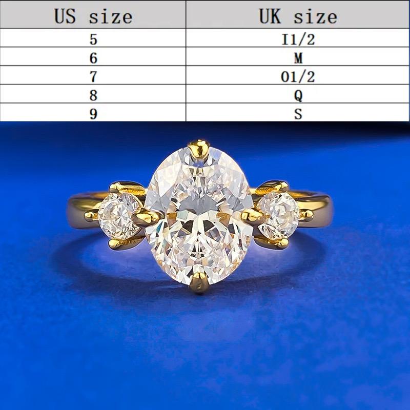 S925 sterling silver Golden-plated Oval Cut Ring 7*9mm 6A cubic zirconia ring fashion jewelry accessory woman Girl promise ring-357(35%)