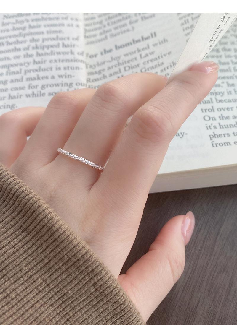 S925 Sterling Silver Sparkling Plain Band Stackable Ring for Women - 504(45%)
