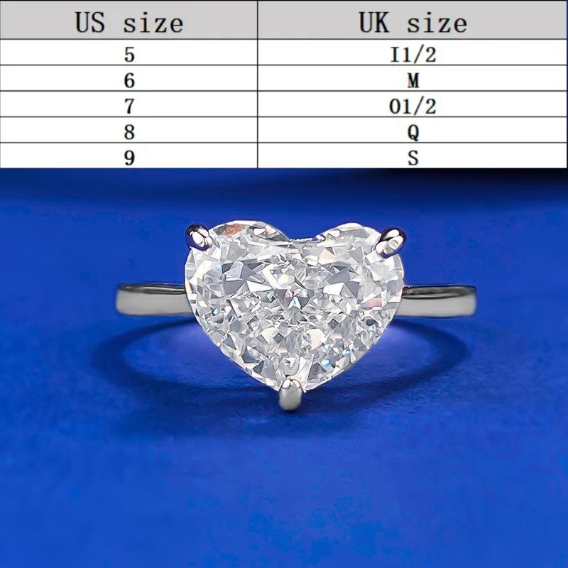 S925 Sterling Silver Ice Flower cut fat heart ring 10*8mm 8A cubic zirconia ring fashion jewelry accessory woman girl promise ring Springtok-354(35%)
