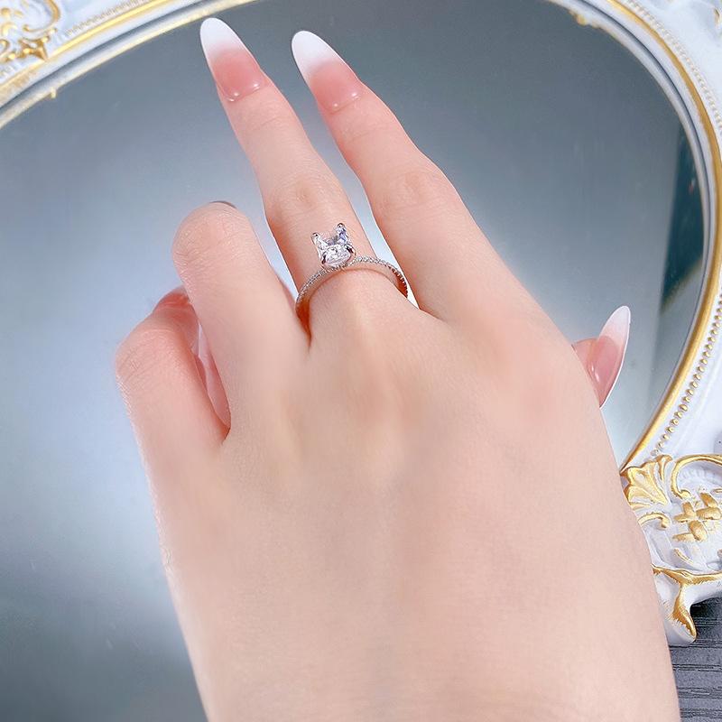 S925 Sterling Silver Ice Flower Cut Rectangular Ring 6*8mm 6A Cubic Zirconia Ring-196(35%)