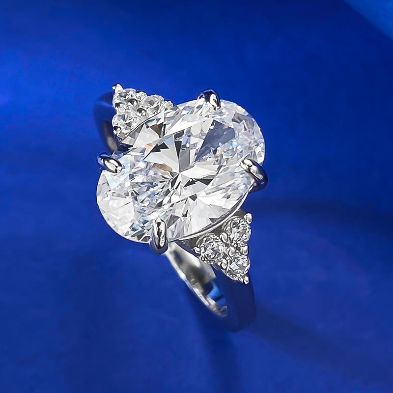 S925 Sterling Silver Oval Cut Oval Ring 8 * 12mm 6A Cubic Zirconia Ring fashion jewelry accessory woman girl promise ring-258(35%)