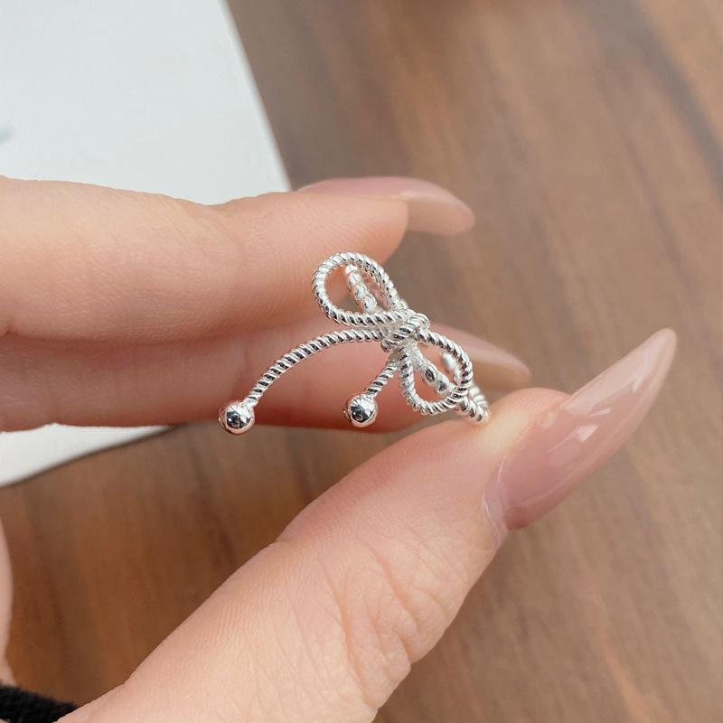 S925 Sterling Silver Bowknot Braided Open Ring for Women - 518(45%)